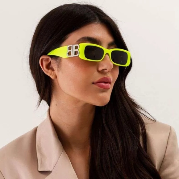 NEW BALENCIAGA YELLOW SQUARE  BB0096S 008 SUNGLASSES - Picture 2 of 7